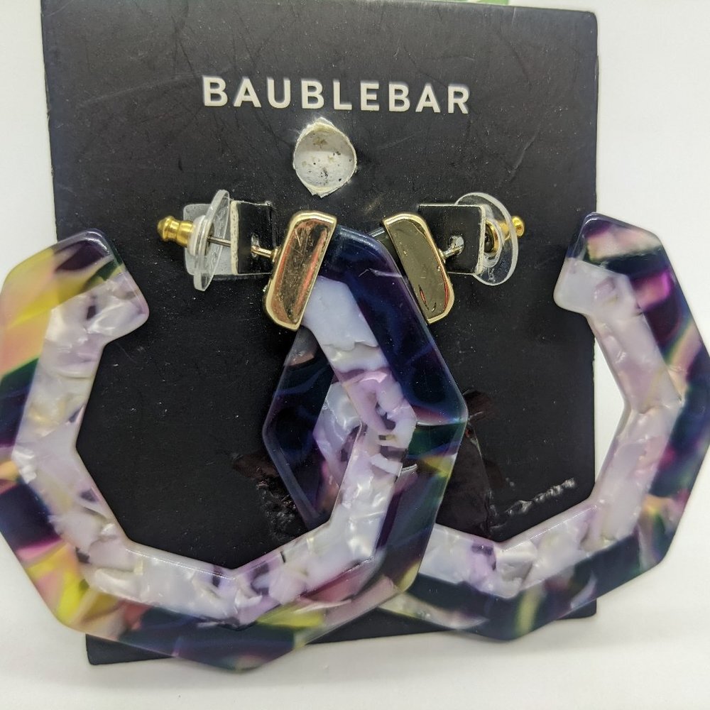 BAUBLEBAR Resin hoops multicolored large earrings.